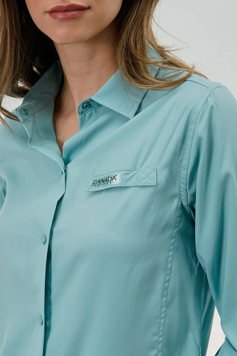 Canada Weather Gear Button Up Collared Shirt - Aqua sold by Fairweather product image thumbnail 4