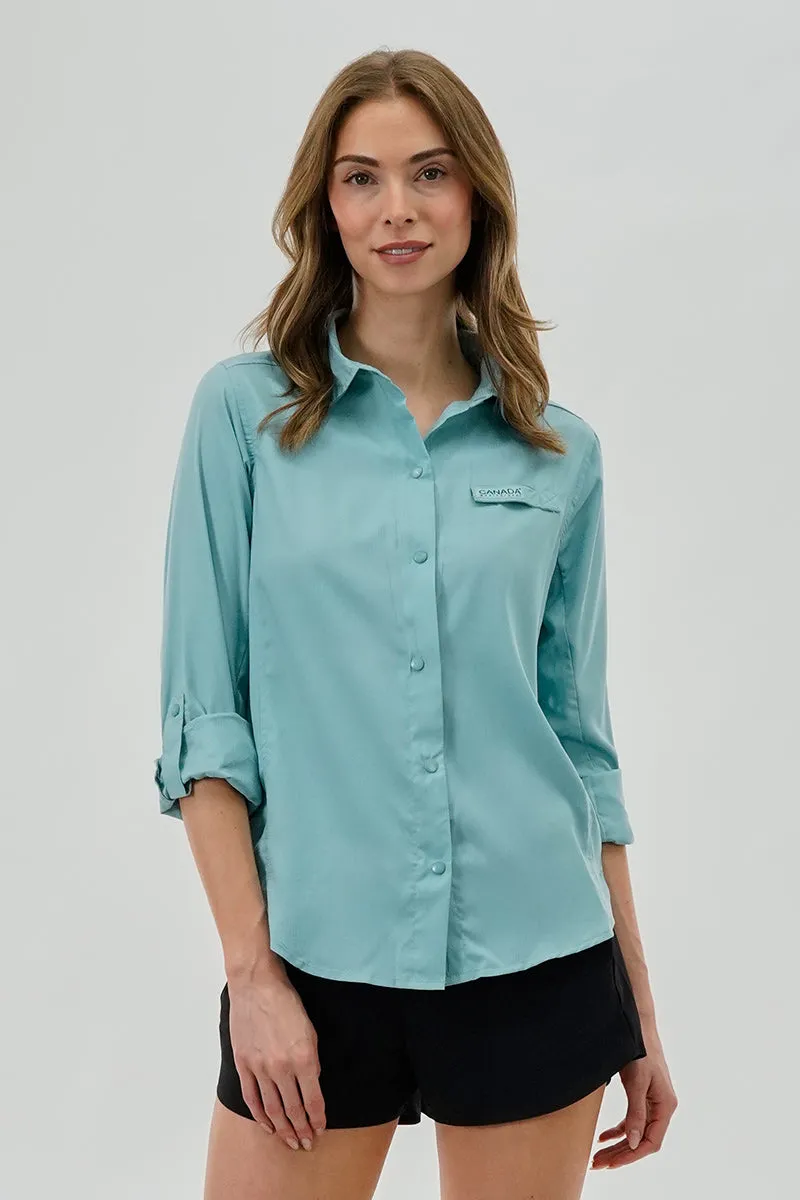 Canada Weather Gear Button Up Collared Shirt - Aqua sold by Fairweather