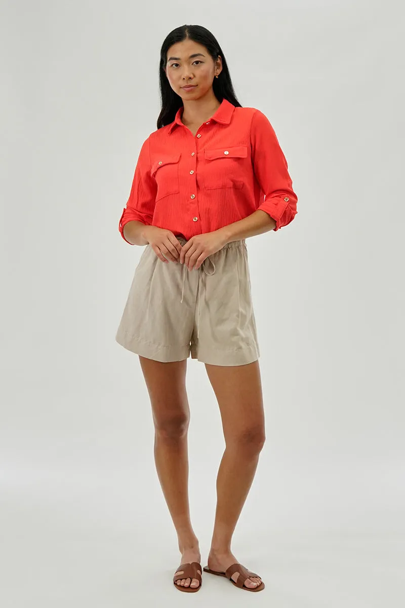 International INC Company Button Down Utility Pocket Blouse - Coral sold by Fairweather product image thumbnail 5