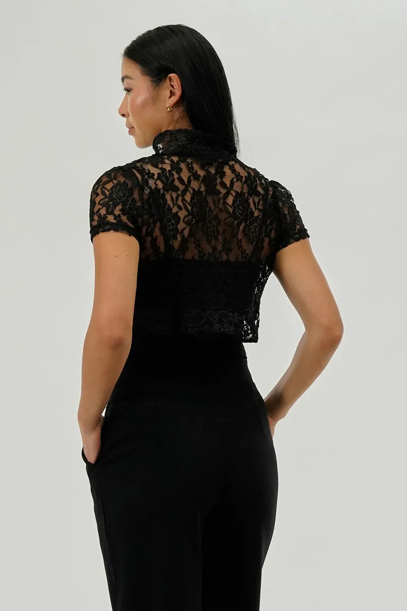 Impress Floral Lace Cardigan - Black sold by Fairweather product image thumbnail 3