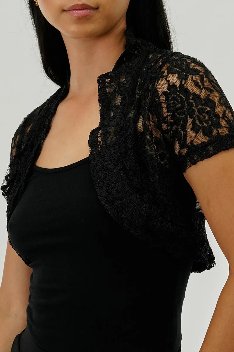 Impress Floral Lace Cardigan - Black sold by Fairweather product image thumbnail 4