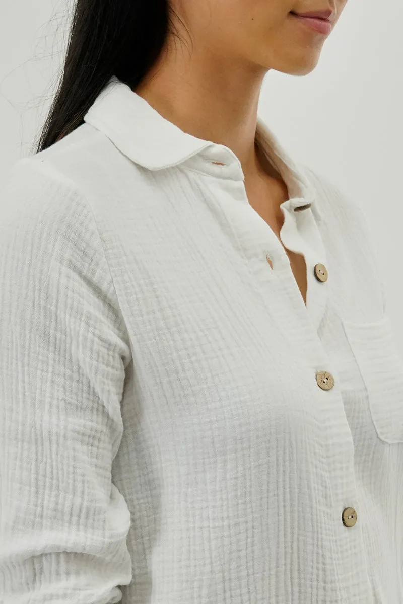 Impress Button Up Day Dress - White sold by Fairweather product image thumbnail 4
