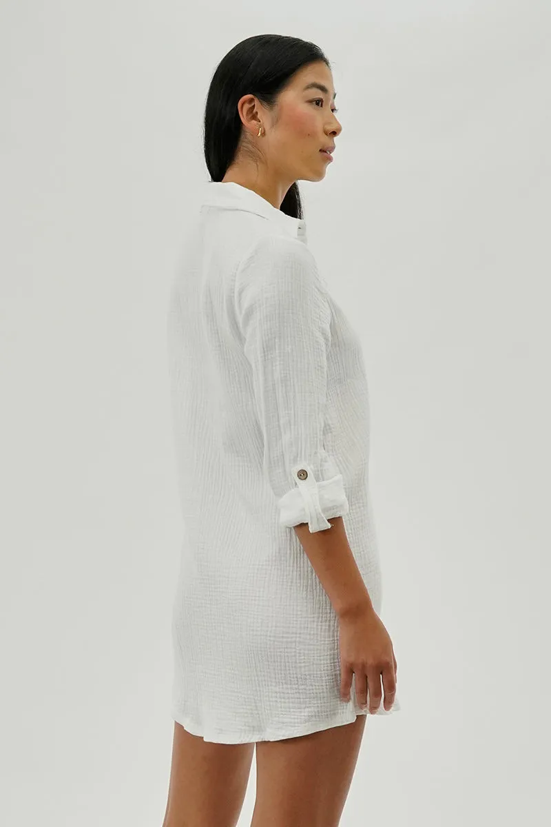 Impress Button Up Day Dress - White sold by Fairweather product image thumbnail 3