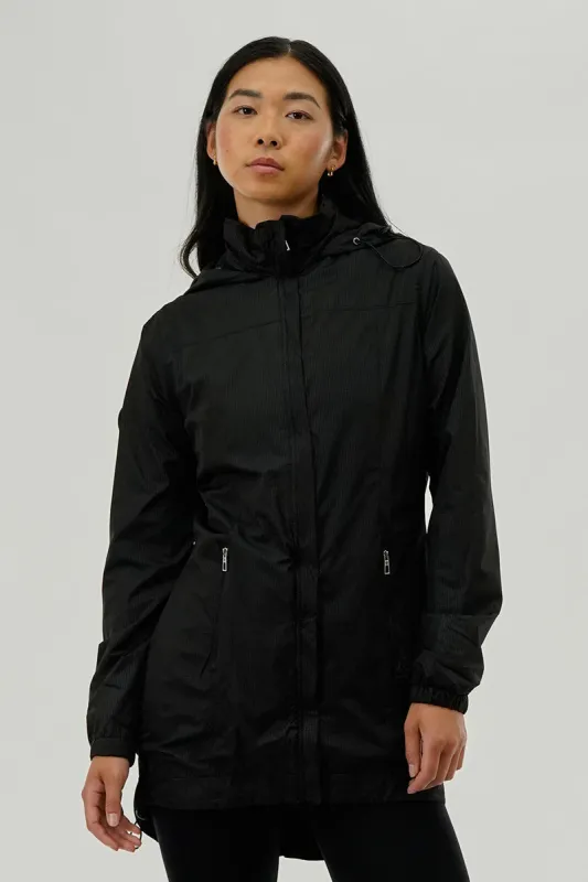 Canada Weather Gear Long Hooded Lightweight Jacket - Black sold by Fairweather