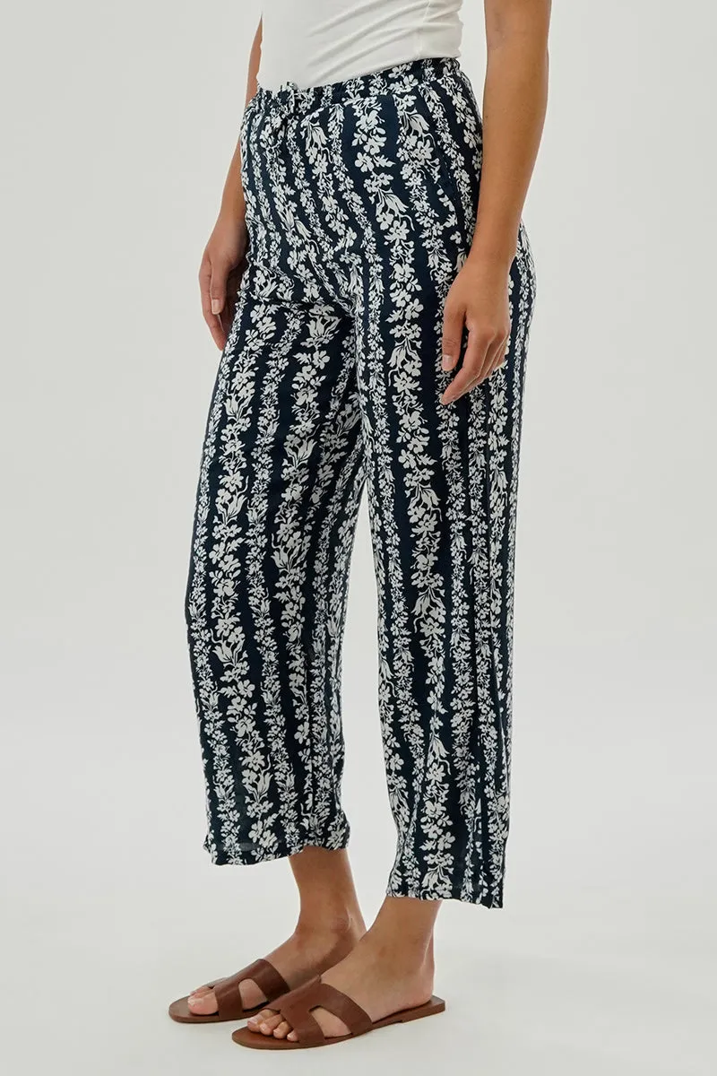International INC Company Floral Drawstring Wide Leg Pants - Navy sold by Fairweather product image thumbnail 2
