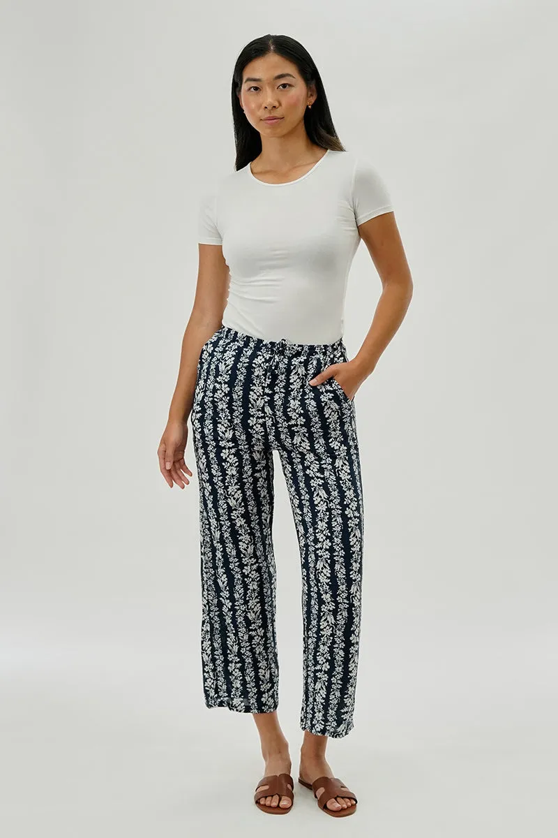 International INC Company Floral Drawstring Wide Leg Pants - Navy sold by Fairweather product image thumbnail 5