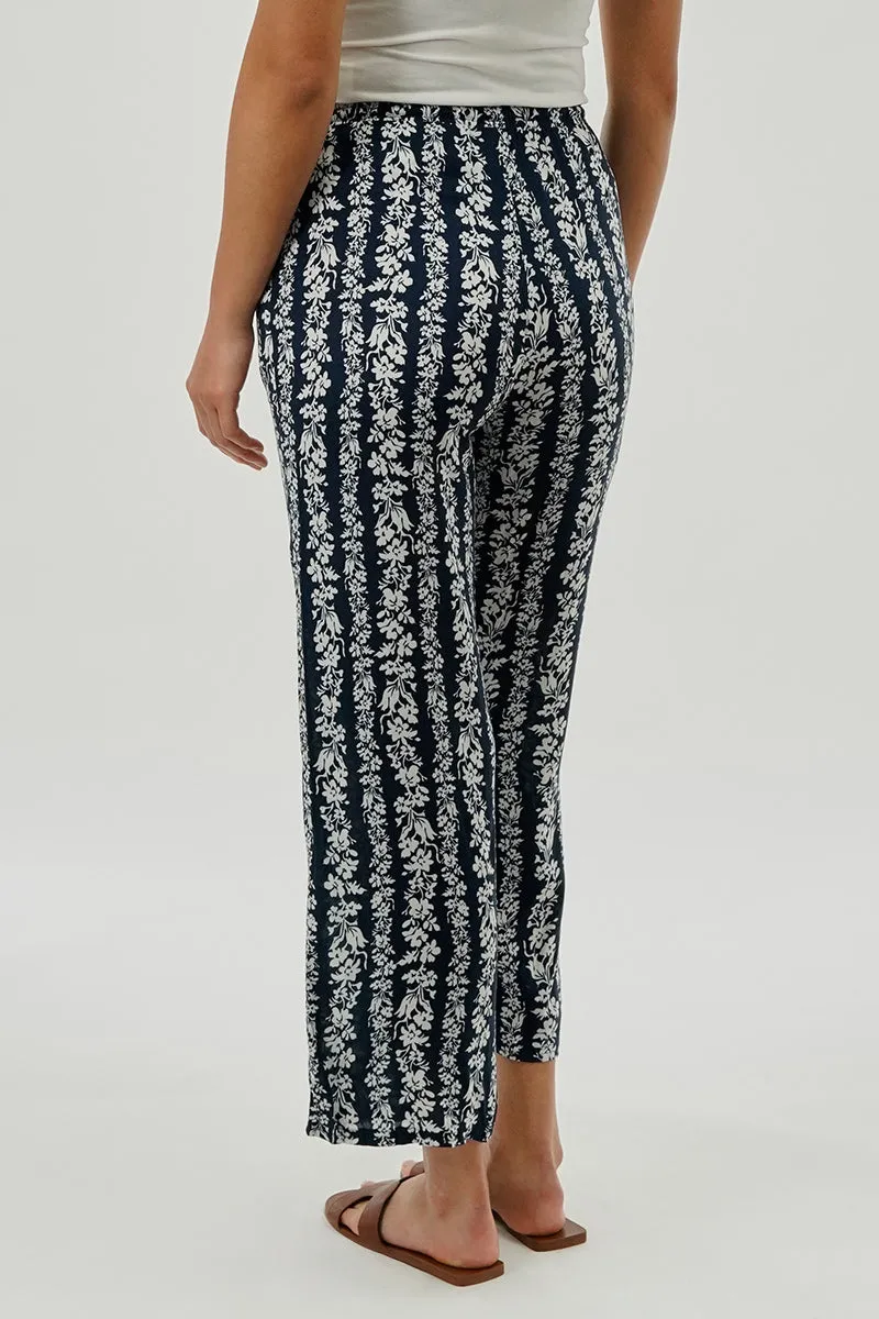International INC Company Floral Drawstring Wide Leg Pants - Navy sold by Fairweather product image thumbnail 3