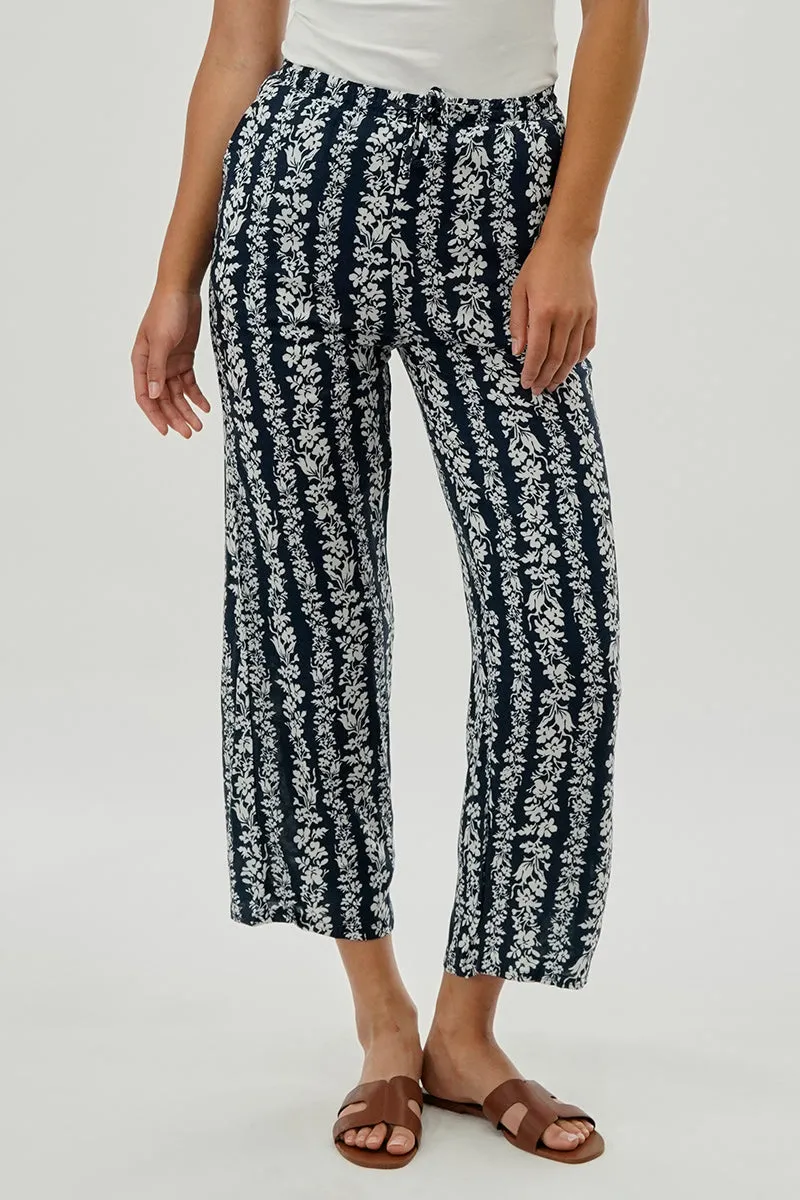 International INC Company Floral Drawstring Wide Leg Pants - Navy sold by Fairweather