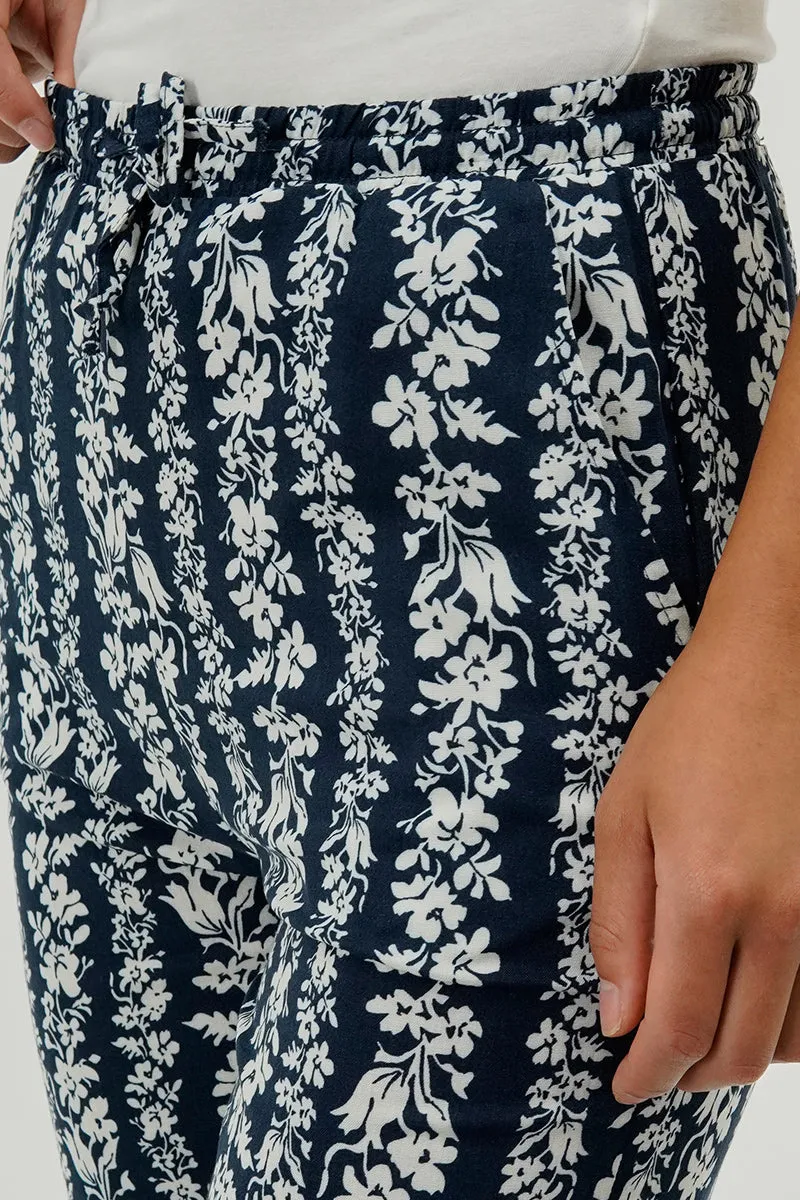 International INC Company Floral Drawstring Wide Leg Pants - Navy sold by Fairweather product image thumbnail 4