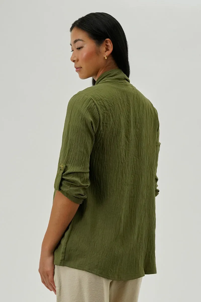 Urbanology Lightweight Wrap Cardigan - Olive sold by Fairweather product image thumbnail 3