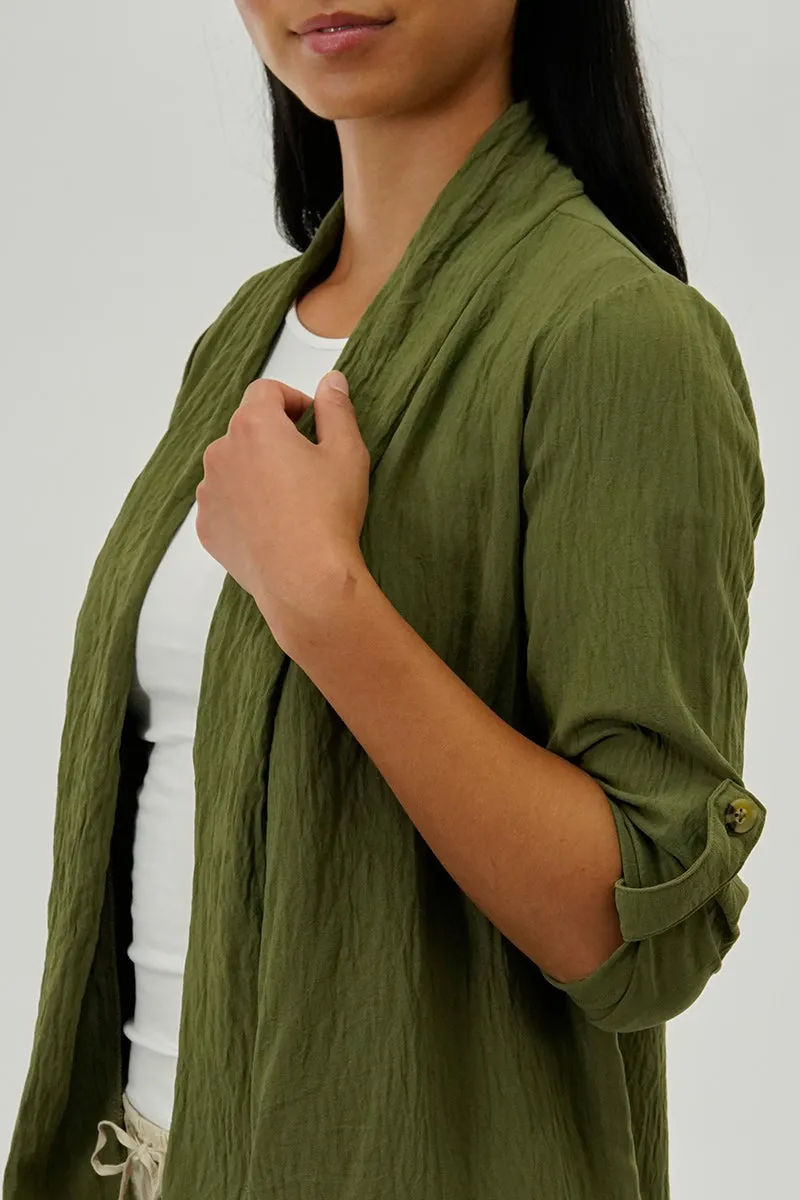 Urbanology Lightweight Wrap Cardigan - Olive sold by Fairweather product image thumbnail 4