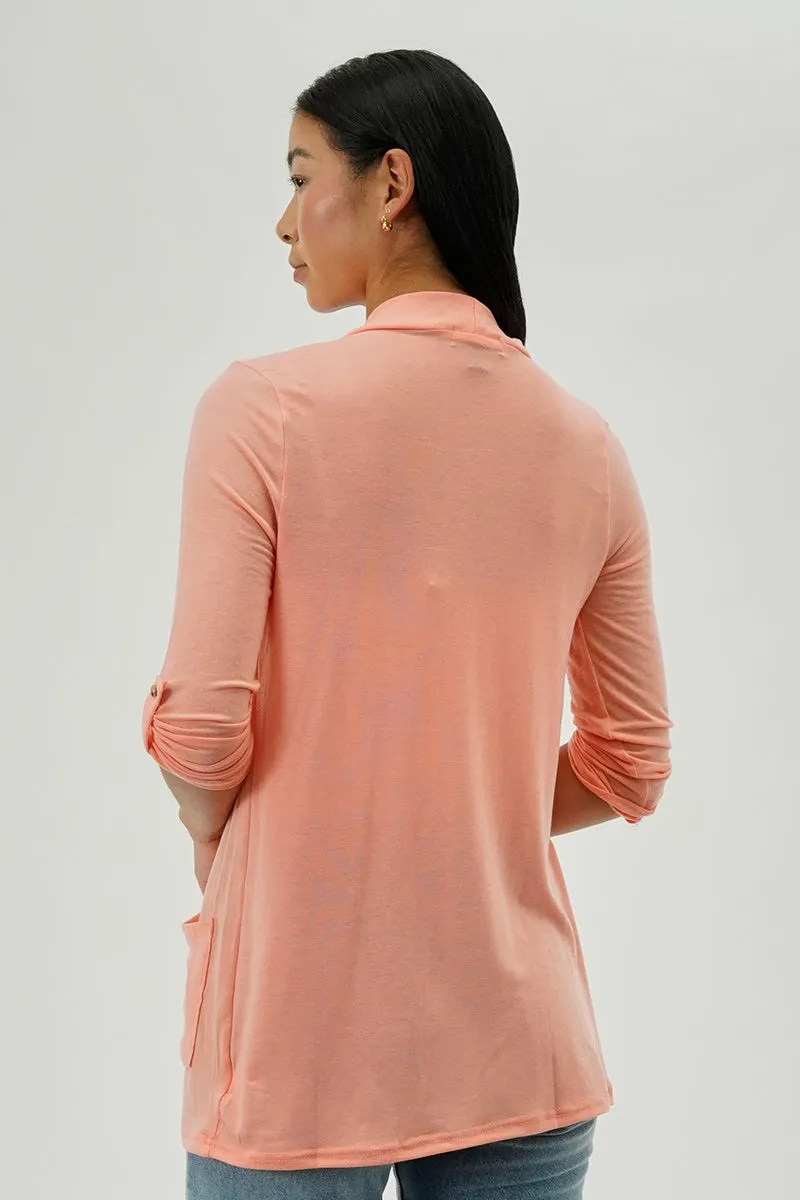 Fahrenheit Lightweight Wrap Cardigan - Peach sold by Fairweather product image thumbnail 3