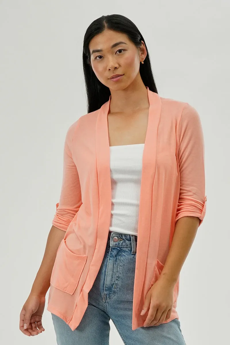 Fahrenheit Lightweight Wrap Cardigan - Peach sold by Fairweather