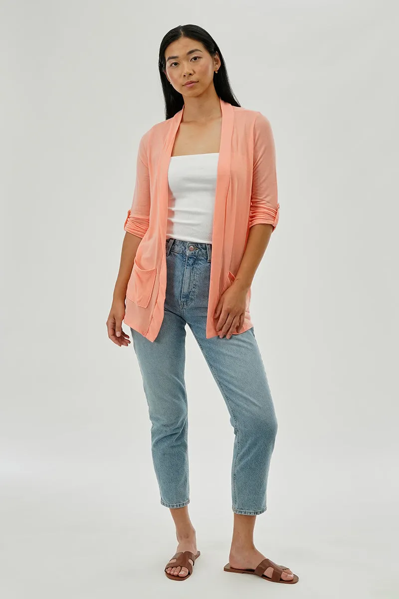 Fahrenheit Lightweight Wrap Cardigan - Peach sold by Fairweather product image thumbnail 5
