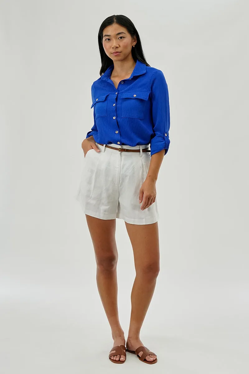 International INC Company Button Down Utility Pocket Blouse - Blue sold by Fairweather product image thumbnail 5