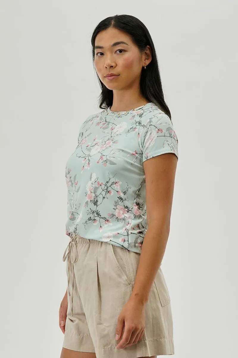 International INC Company Floral Gommet Neck Detail Tee - Aqua sold by Fairweather product image thumbnail 2