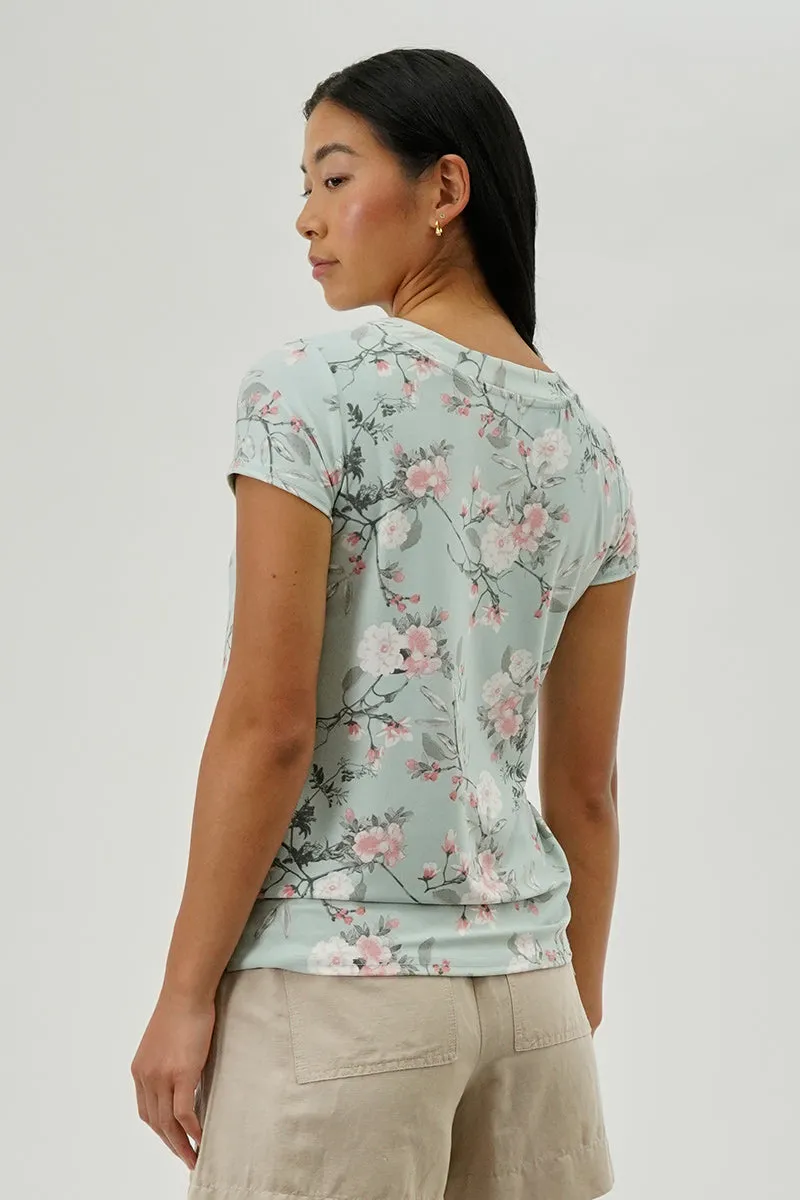 International INC Company Floral Gommet Neck Detail Tee - Aqua sold by Fairweather product image thumbnail 3