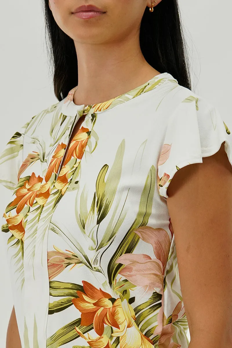 International INC Company Floral Short Sleeve Blouse - White sold by Fairweather product image thumbnail 4