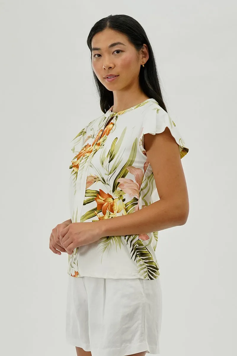 International INC Company Floral Short Sleeve Blouse - White sold by Fairweather product image thumbnail 2