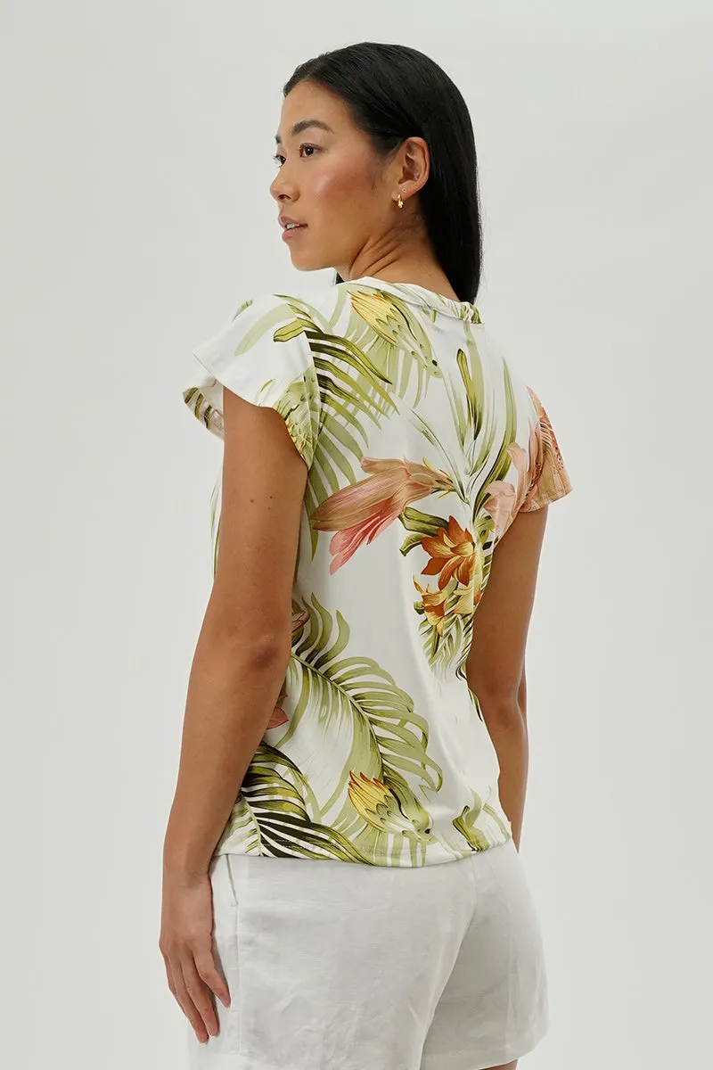 International INC Company Floral Short Sleeve Blouse - White sold by Fairweather product image thumbnail 3
