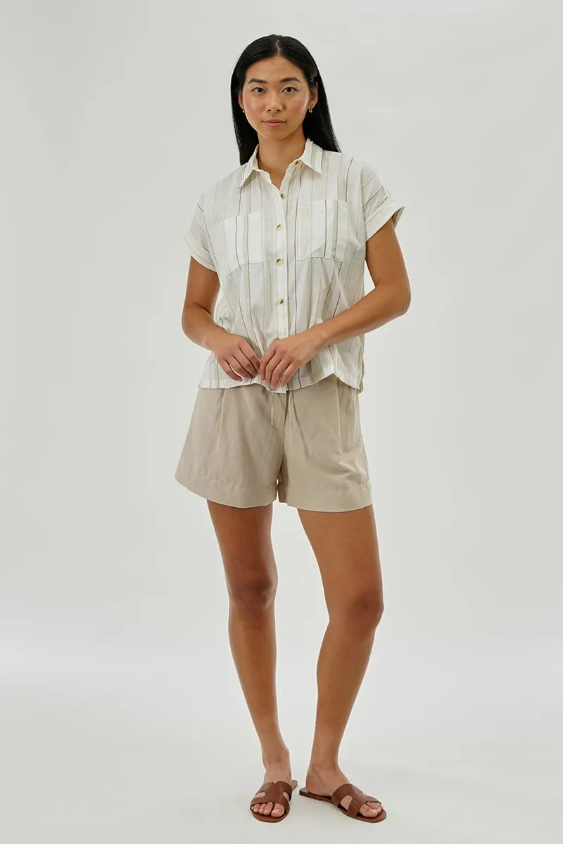 Beechers Brook Striped Short Sleeve Shirt - Beige sold by Fairweather product image thumbnail 5
