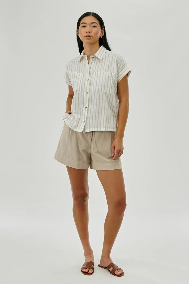 Beechers Brook Striped Short Sleeve Shirt - Beige sold by Fairweather product image thumbnail 5