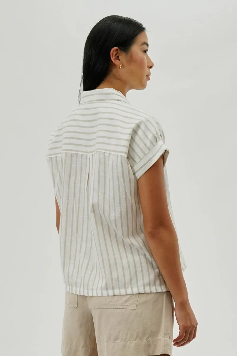 Beechers Brook Striped Short Sleeve Shirt - Beige sold by Fairweather product image thumbnail 3