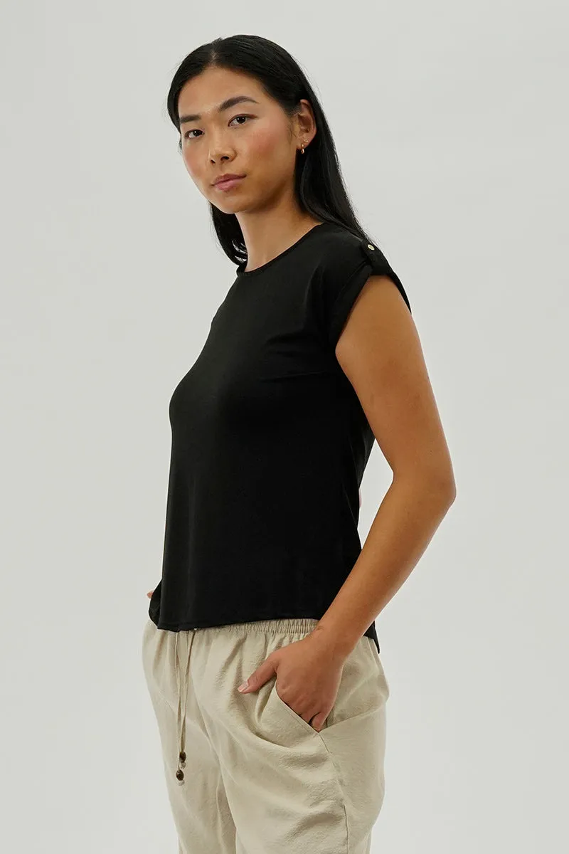 Beechers Brook Short Sleeve Split Back Blouse - Black sold by Fairweather product image thumbnail 2