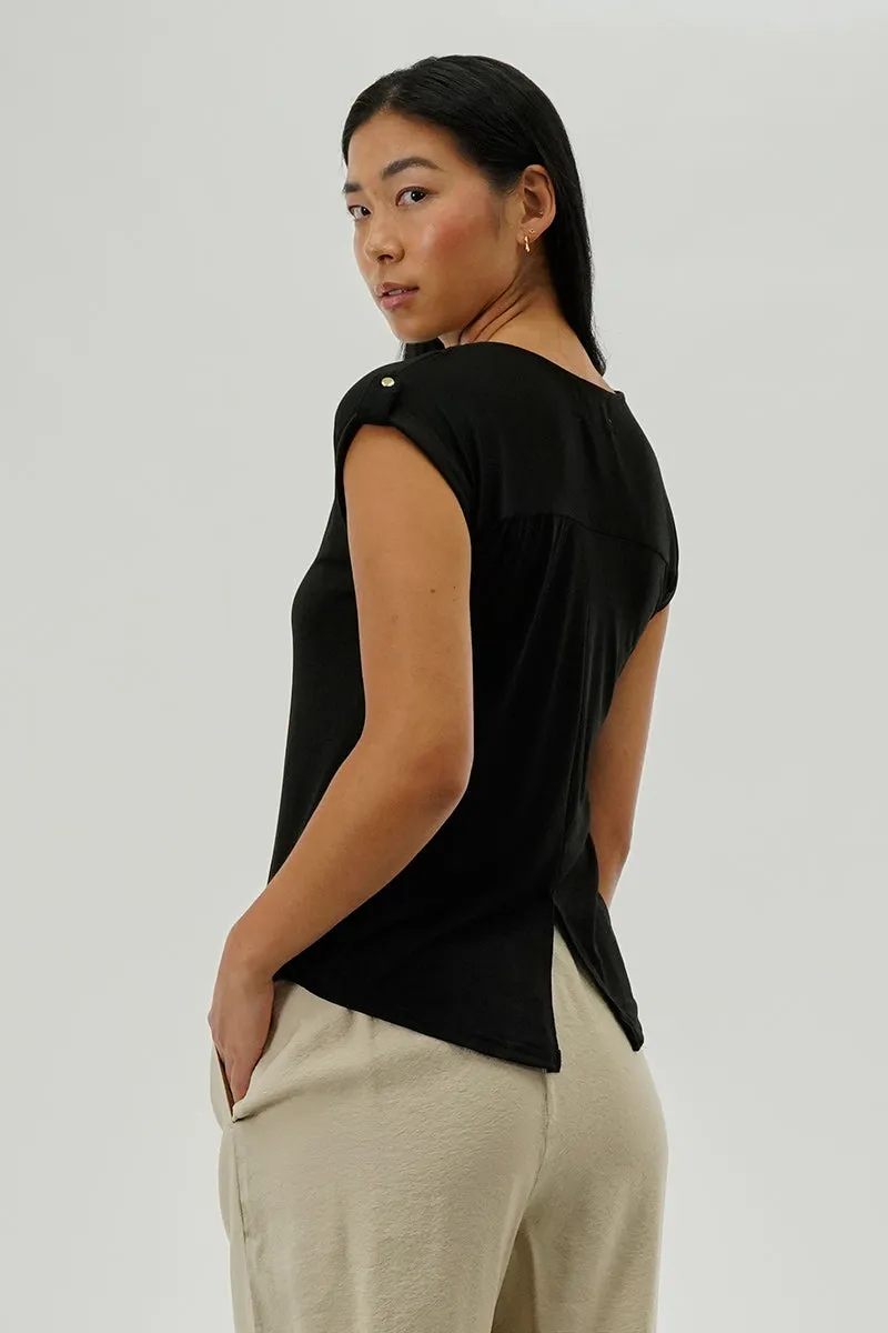 Beechers Brook Short Sleeve Split Back Blouse - Black sold by Fairweather product image thumbnail 3