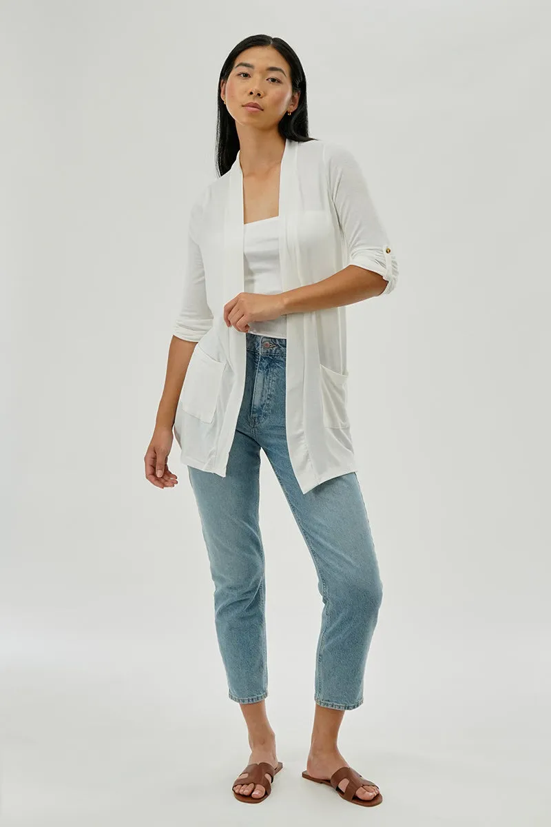 Fahrenheit Lightweight Wrap Cardigan - White sold by Fairweather product image thumbnail 5