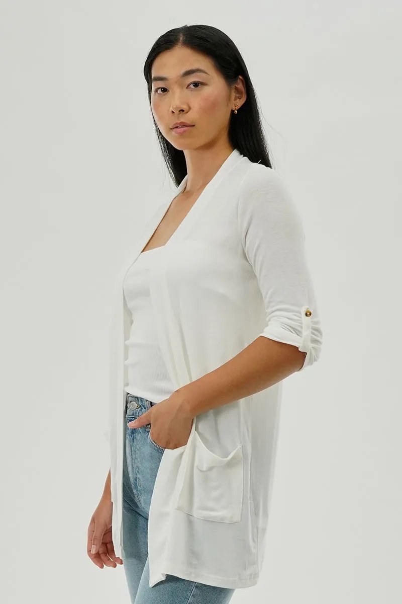 Fahrenheit Lightweight Wrap Cardigan - White sold by Fairweather product image thumbnail 2