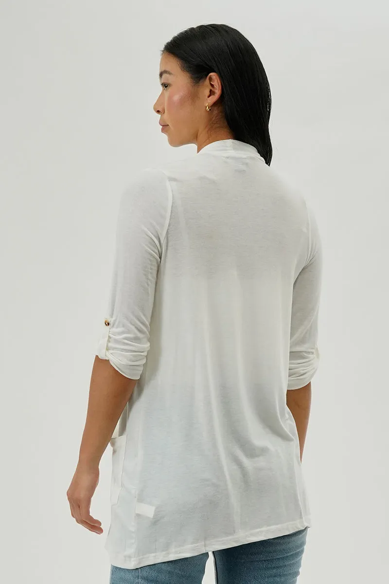 Fahrenheit Lightweight Wrap Cardigan - White sold by Fairweather product image thumbnail 3