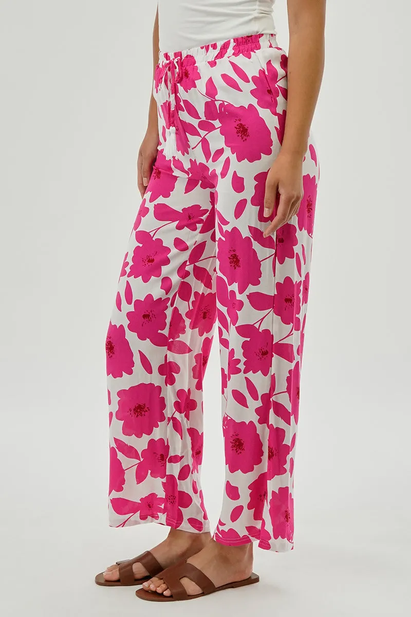 Beechers Brook Floral Drawstring Wide Leg Pants - Pink sold by Fairweather product image thumbnail 2