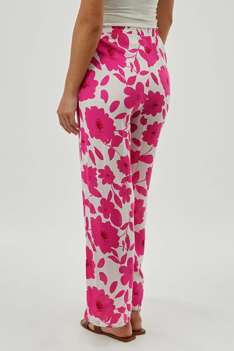 Beechers Brook Floral Drawstring Wide Leg Pants - Pink sold by Fairweather product image thumbnail 3