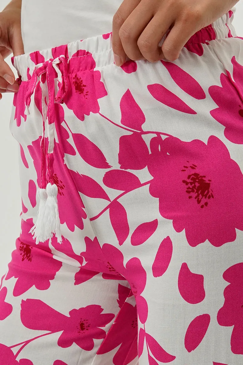 Beechers Brook Floral Drawstring Wide Leg Pants - Pink sold by Fairweather product image thumbnail 4