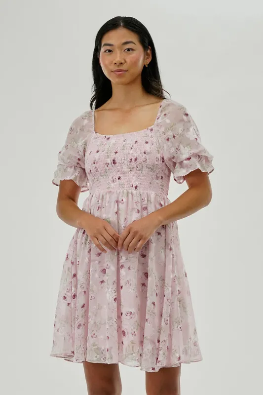 Beechers Brook Floral Smocked Cocktail Dress - Pink sold by Fairweather