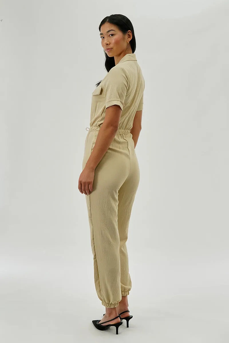 Stylexchange Vintage Zip Up Drawstring Waist Jumpsuit - Cream sold by Fairweather product image thumbnail 3