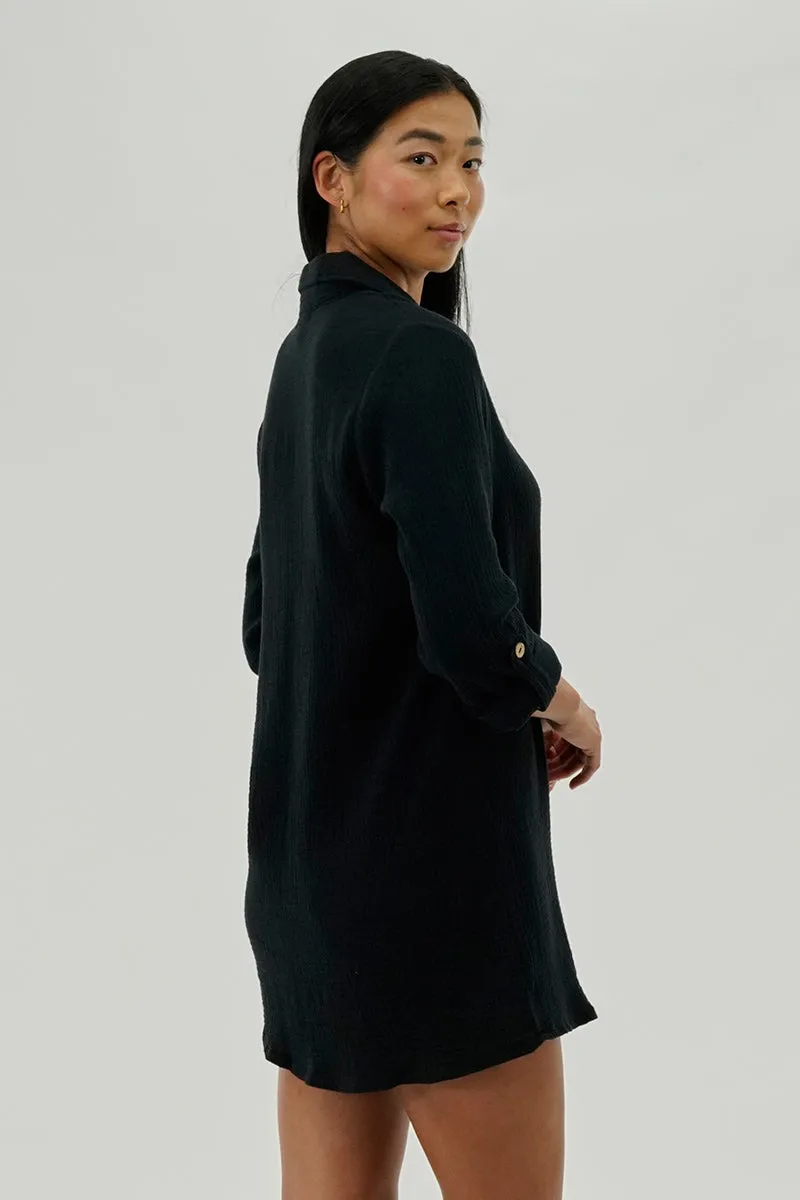 Impress Button Up Day Dress - Black sold by Fairweather product image thumbnail 3