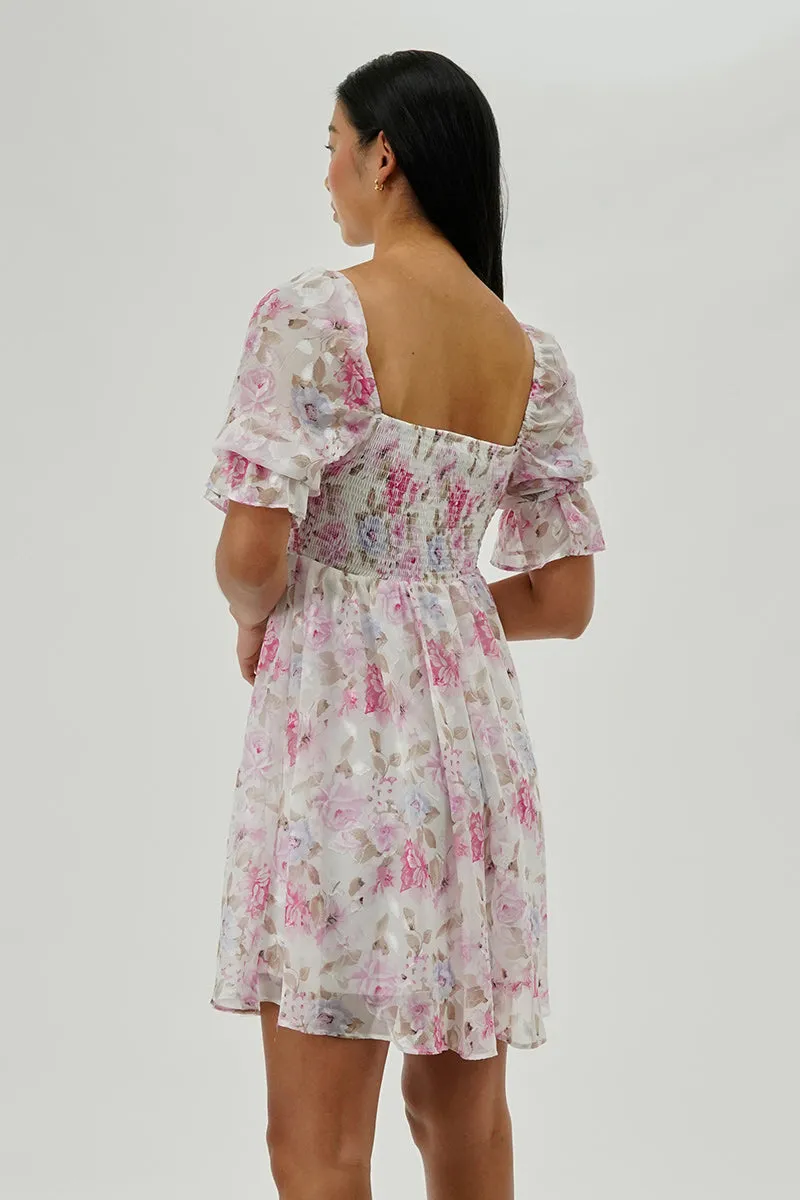 Beechers Brook Floral Smocked Cocktail Dress - White sold by Fairweather product image thumbnail 3