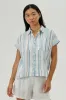 Beechers Brook Striped Short Sleeve Shirt - Blue sold by Fairweather