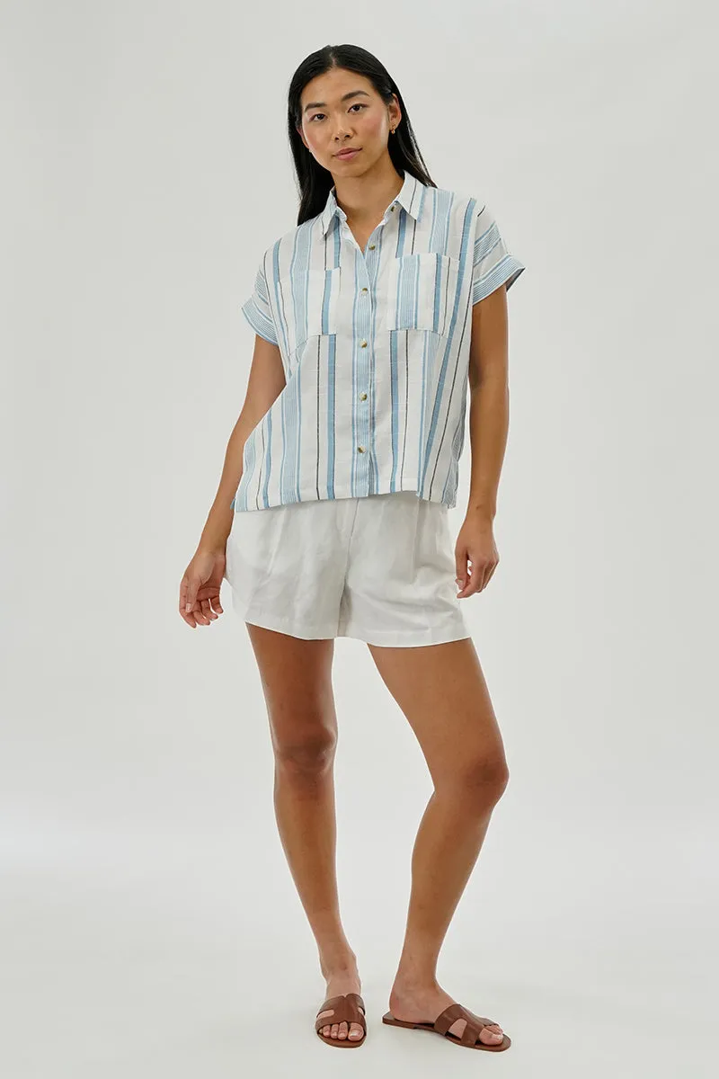 Beechers Brook Striped Short Sleeve Shirt - Blue sold by Fairweather product image thumbnail 5