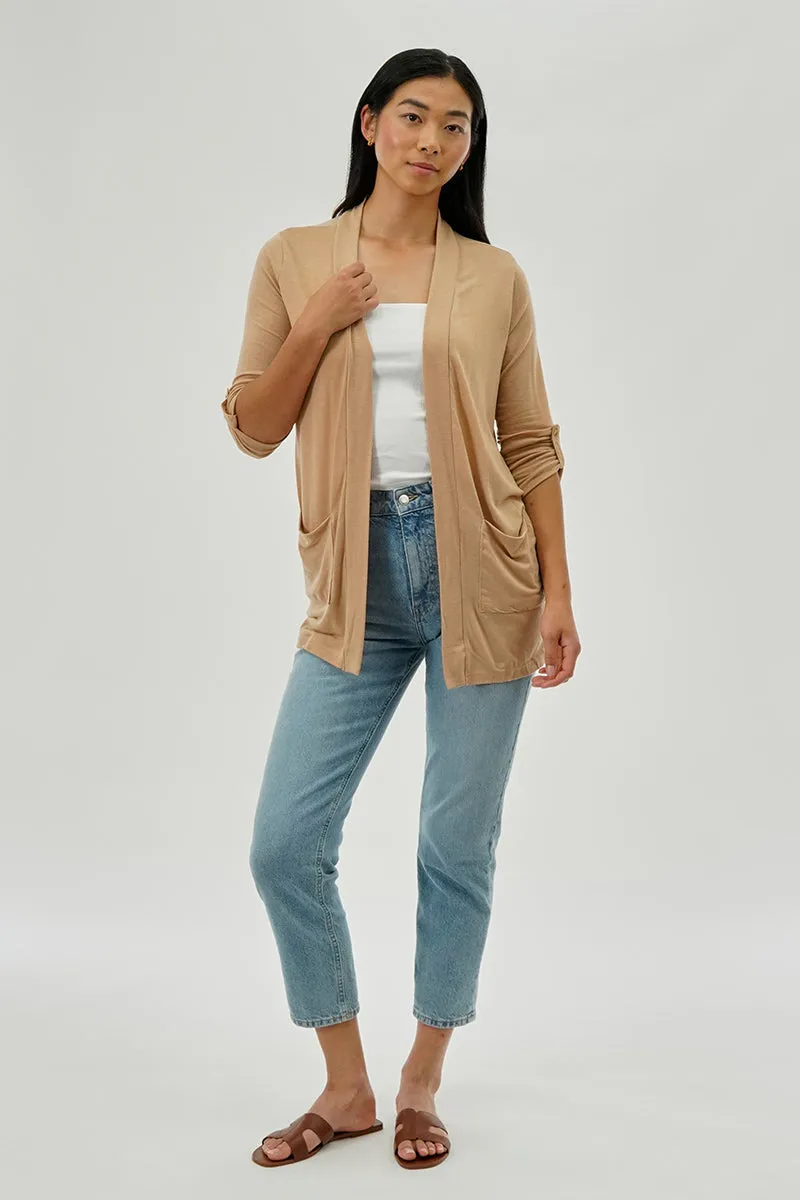 Fahrenheit Lightweight Wrap Cardigan - Camel sold by Fairweather product image thumbnail 5