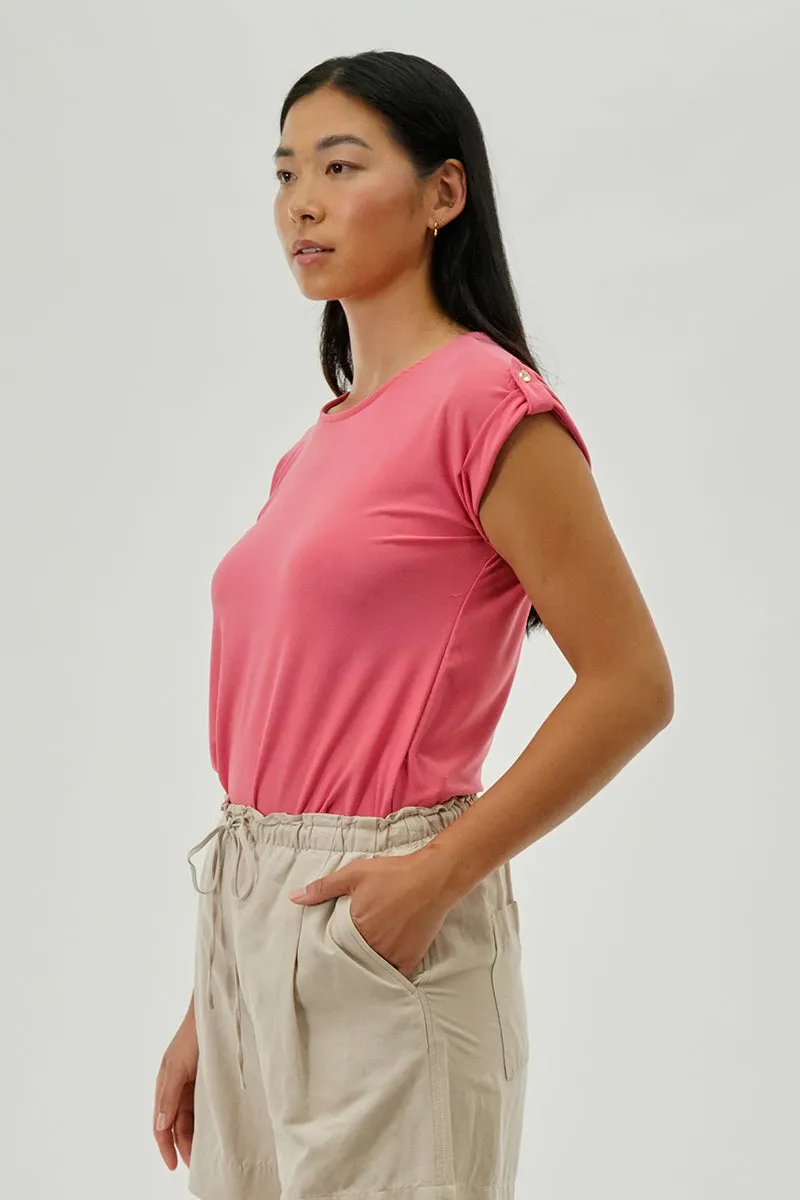 Beechers Brook Short Sleeve Split Back Blouse - Pink sold by Fairweather product image thumbnail 2