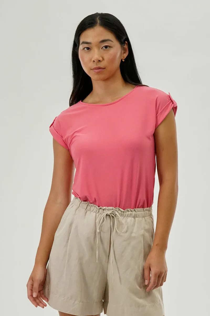 Beechers Brook Short Sleeve Split Back Blouse - Pink sold by Fairweather