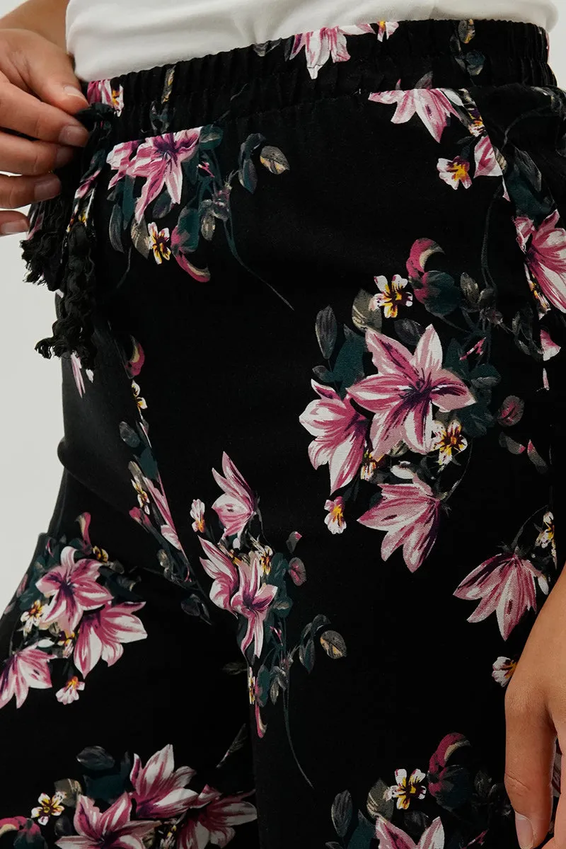 Beechers Brook Floral Drawstring Wide Leg Pants - Navy sold by Fairweather product image thumbnail 4