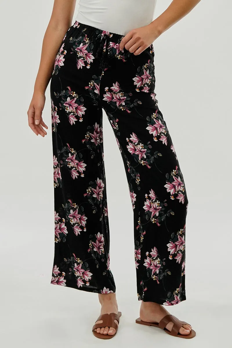 Beechers Brook Floral Drawstring Wide Leg Pants - Navy sold by Fairweather