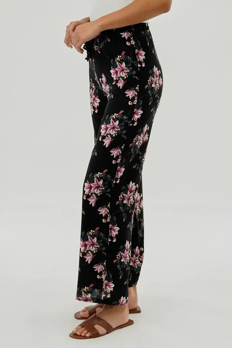 Beechers Brook Floral Drawstring Wide Leg Pants - Navy sold by Fairweather product image thumbnail 2