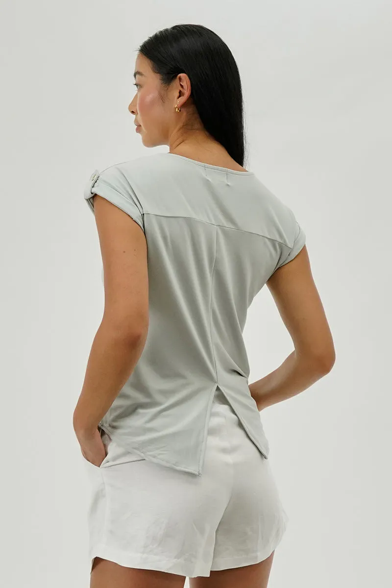 Beechers Brook Short Sleeve Split Back Blouse - Grey sold by Fairweather product image thumbnail 3