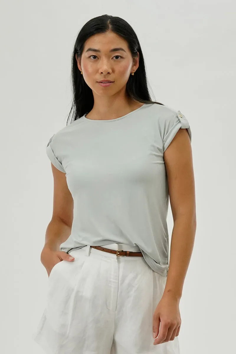 Beechers Brook Short Sleeve Split Back Blouse - Grey sold by Fairweather