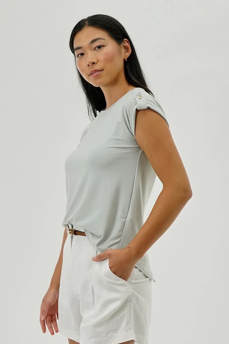 Beechers Brook Short Sleeve Split Back Blouse - Grey sold by Fairweather product image thumbnail 2